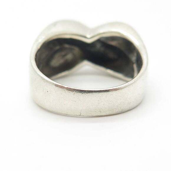 925 Sterling Silver Vintage Wide Crisscross Cocktail Ring Size 8.25 - Picture 5 of 8